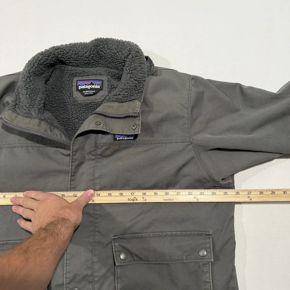 Patagonia Mens XL Maple Grove Canvas Jacket Fleece Lined Forge Grey Hood 26995